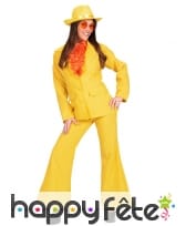 Costume jaune uni années 80 pour femme