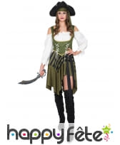 Costume kaki noir de femme pirate, image 1