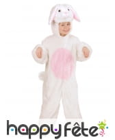 Combinaison lapin blanc au ventre rose pour enfant