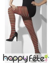 Collants lignés opaques, vert et rouge, image 1
