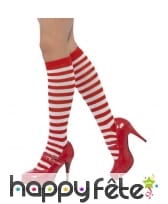 Chaussettes lignées rouges et blanches, image 1