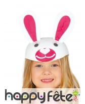 Coiffe lapin rose et blanc pour enfant