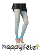 Collants large résille turquoise, sans pieds