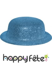 Chapeau melon avec paillettes turquoise