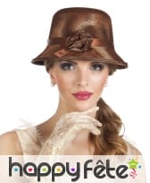 Chapeau marron brillant années 20