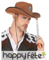 Chapeau marron de sherif avec étoile, image 2