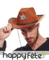 Chapeau marron de shérif pour adulte