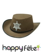 Chapeau marron de shériff taille enfant