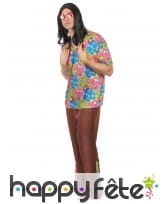 Costume marron et fleuri de hippie pour homme, image 1