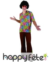 Costume marron et fleuri de hippie pour homme, image 3