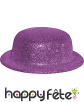 Chapeau melon fuschia paillette