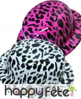 Chapeau melon leopard en plastique