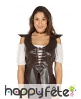 Corsage médiéval lacé en simili cuir marron