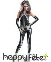 Combinaison moulante réaliste de squelette, femme