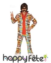 Costume motifs rectangle disco année 80 pour homme