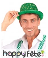 Chapeau melon vert trèfles dorés, image 2