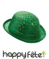 Chapeau melon vert trèfles dorés