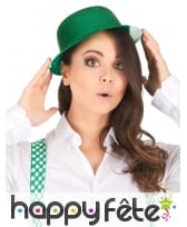 Chapeau melon vert uni pailleté, image 1