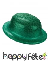 Chapeau melon vert uni pailleté