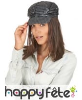 Casquette noire à sequins style disco, image 1