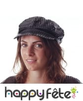 Casquette noire à sequins style disco, image 2