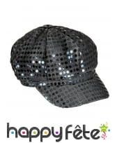 Casquette noire à sequins style disco