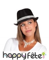 Chapeau noir avec ruban de brillants