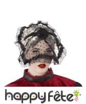 Coiffe noire avec rose et dentelle pour femme