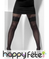 Collants noirs à pois transparents motifs hold-up, image 1
