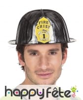 Casque noir de pompier pour adulte
