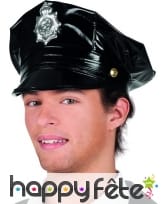 Casquette noire de policier effet vinyle