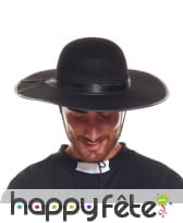 Chapeau noir de curé pour adulte