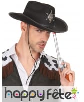 Chapeau noir de sherif avec étoile, image 2