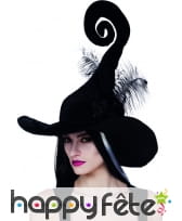 Chapeau noir de sorcière pointe spirale