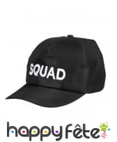Casquette noire imprimé SQUAD blanc, image 1