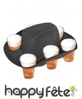 Chapeau noir porte gobelets style cowboy, image 1