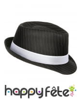 Chapeau noir rayé de gangster