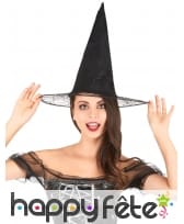 Chapeau noir sorcière décor toile d'araignée, image 1