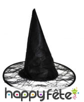 Chapeau noir sorcière décor toile d'araignée, image 2