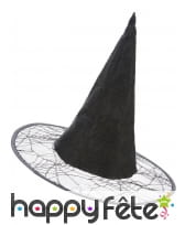 Chapeau noir sorcière décor toile d'araignée