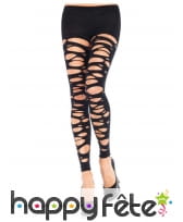 Collants noirs sans pieds lacérés pour adulte