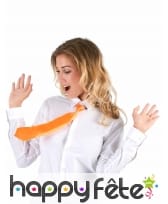 Cravate orange fluo, attache élastique, image 1
