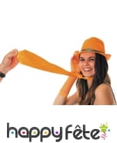 Cravate orange fluo, attache élastique, image 2