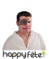 Cache oeil marron et gris avec tête de mort