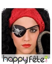 Cache oeil noir de pirate avec tête de mort