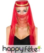 Coiffe orientale rouge à paillettes, image 1