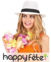 Chapeau Panama blanc avec ruban noir, image 1