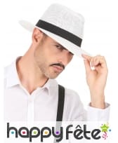 Chapeau Panama blanc avec ruban noir, image 2