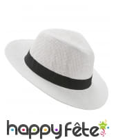 Chapeau Panama blanc avec ruban noir
