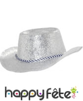 Chapeau plastique de cowboy pailletté argenté